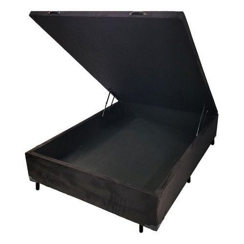 Baú para Colchao de Viúva 1,28 X 1,88 Blindada Cor Preto Suede