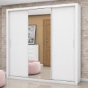 Ver imagem 1 de Guarda-roupa Casal Luna 3 Portas 4 Gavetas com Espelho Branco -