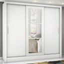 Ver imagem 1 de Guarda-roupa Casal Santiago 3 Portas 3 Gavetas com Espelho Branco -