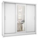 Ver imagem 2 de Guarda-roupa Casal Santiago 3 Portas 3 Gavetas com Espelho Branco -
