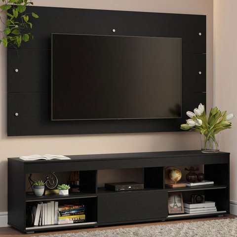 Rack com Painel para Tv até 65 Polegadas Preto Madesa
