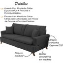 Ver imagem 3 de Sofa 3 Lugares 200 cm Eron Linho Grafite Vazzano