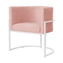 Ver imagem 2 de Poltrona Luana Veludo Rosa Base Branca Sala Luxo - Fm