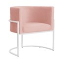 Ver imagem 1 de Poltrona Luana Veludo Rosa Base Branca Sala Luxo - Fm
