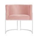 Ver imagem 3 de Poltrona Luana Veludo Rosa Base Branca Sala Luxo - Fm