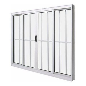 Janela de Alumínio 4 Folhas com Grade Branca - 1,20x2,00M