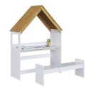 Ver imagem 5 de Quarto Infantil com Cama Mesa Casinha e Banco Olívia 100% MDF Espresso Móveis Branco/Brilho/Amêndoa