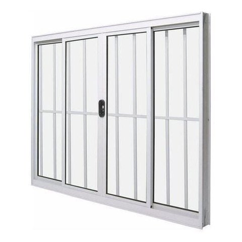 Janela de Alumínio 4 Folhas com Grade Branca - 1,00x1,20M