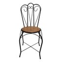 Ver imagem 5 de Kit 2 Cadeiras Rústica em Ferro e Madeira:preto/marrom/arabesco