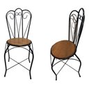 Ver imagem 4 de Kit 2 Cadeiras Rústica em Ferro e Madeira:preto/marrom/arabesco