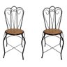 Kit 2 Cadeiras Rústica em Ferro e Madeira:preto/marrom/arabesco - 1
