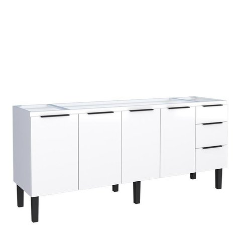 Gabinete de Aço Para Pia 200cm 4 Portas 3 Gavetas Jupter Cozimax Branco