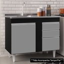 Ver imagem 2 de Balcão Gabinete 100cm Sem Tampo 3 Portas 2 Gavetas Luziania Preto/Cinza - Lumil Móveis