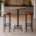 Ver imagem 1 de Conjunto Mesa Bistrô Alabama com 2 Banquetas Estofada Kassel Cor Marrom - Kmj