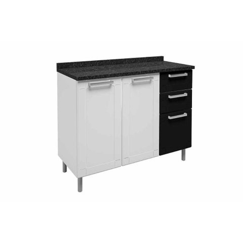 Gabinete para Pia Cozinha Balcão com Tampo Múltipla 6114 com 3 Portas e 2 Gavetas 105cm Branco