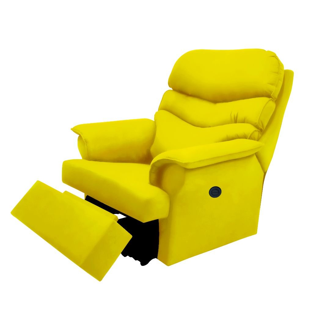 Poltrona Reclinável Elétrica Ultra Confortável Suede Amarelo - 3