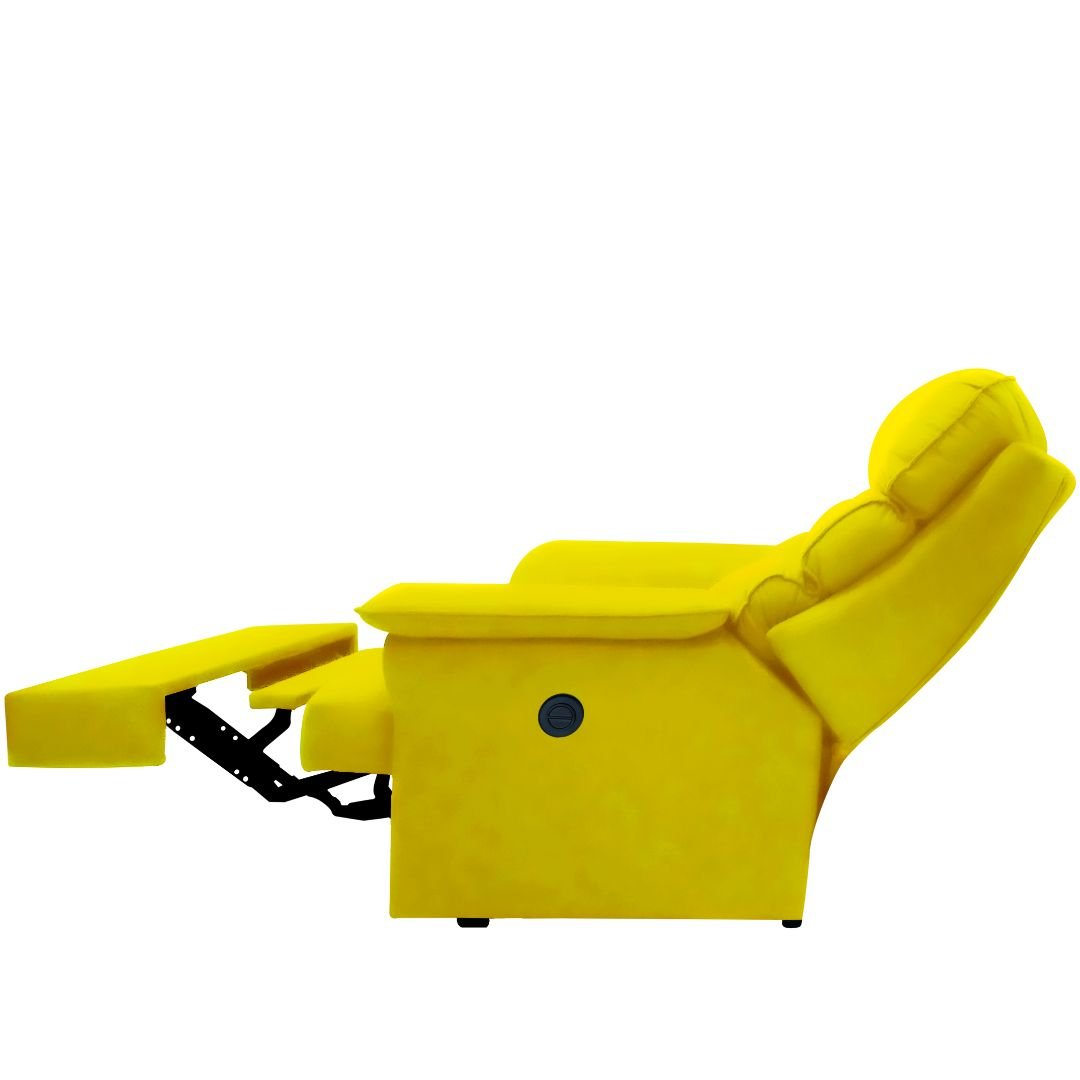 Poltrona Reclinável Elétrica Ultra Confortável Suede Amarelo - 4