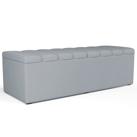 Calçadeira Recamier Baú para Cama de Casal King Dália 195x50 Cm W01 Suede Cinza - Lyam Lyam Decor