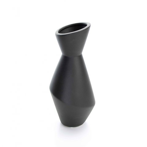 Vaso Decorativo Preto em Cerâmica 26x12cm - D’Rossi