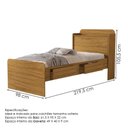 Ver imagem 3 de Bicama Solteiro 2 Gavetas 220x98 Cm com Bau e Cama Auxiliar Mdf Nature Decmade