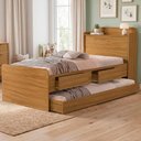 Ver imagem 2 de Bicama Solteiro 2 Gavetas 220x98 Cm com Bau e Cama Auxiliar Mdf Nature Decmade