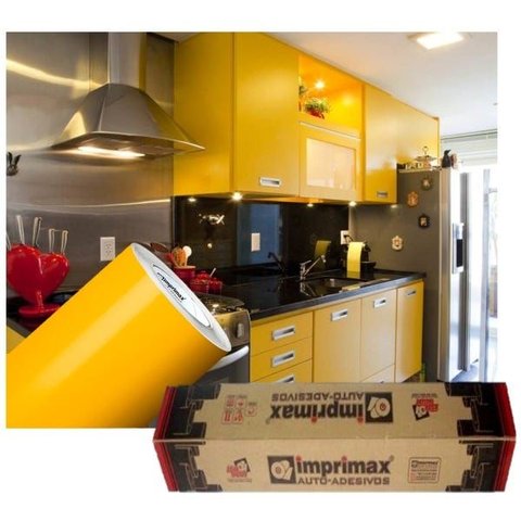 Adesivo para Envelopamento Armário de Cozinha 50cm X 2m:amarelo