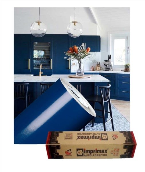 Adesivo Para Envelopamento Armário De Cozinha 50cm X 2m:Azul Noturno