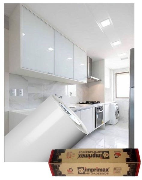Adesivo Para Envelopamento Armário De Cozinha 50cm X 2m:Branco Brilho