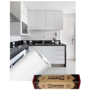 Adesivo Para Envelopamento Armário De Cozinha 50cm X 2m:Branco Fosco