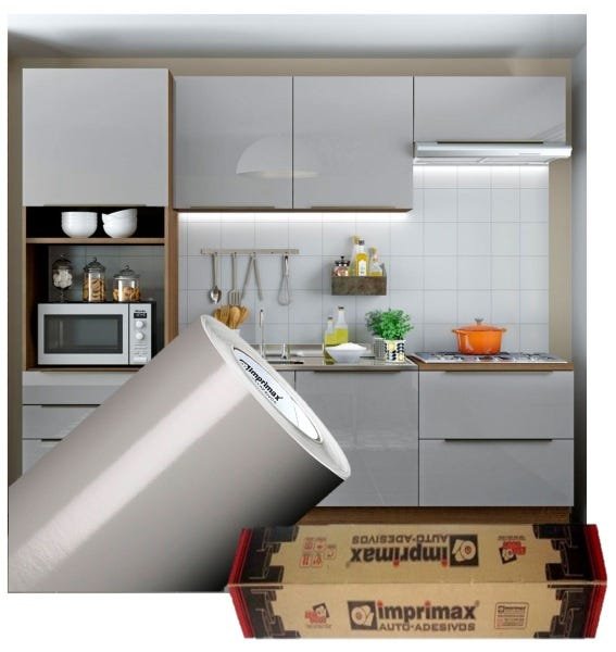 Adesivo Para Envelopamento Armário De Cozinha 50cm X 2m:Cinza Claro - 1