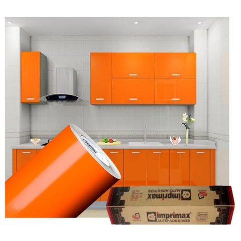 Adesivo Para Envelopamento Armário De Cozinha 50cm X 2m:Laranja