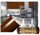 Ver imagem 1 de Adesivo para Envelopamento Armário de Cozinha 50cm X 2m:marrom