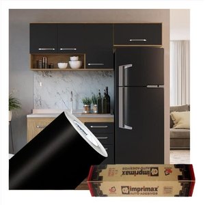 Adesivo Para Envelopamento Armário De Cozinha 50cm X 2m:Preto Fosco