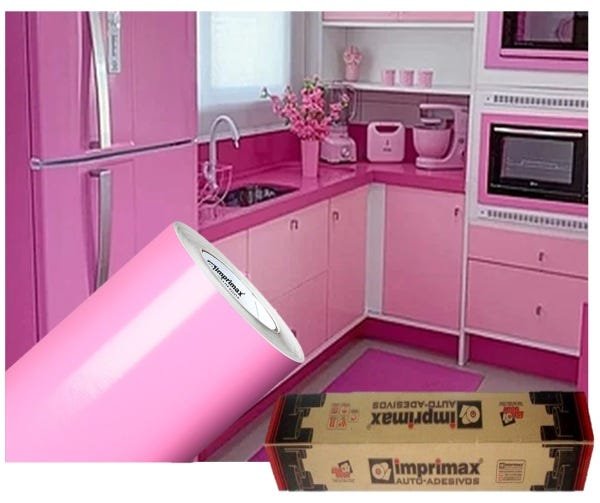 Adesivo Para Envelopamento Armário De Cozinha 50cm X 2m:Rosa Claro