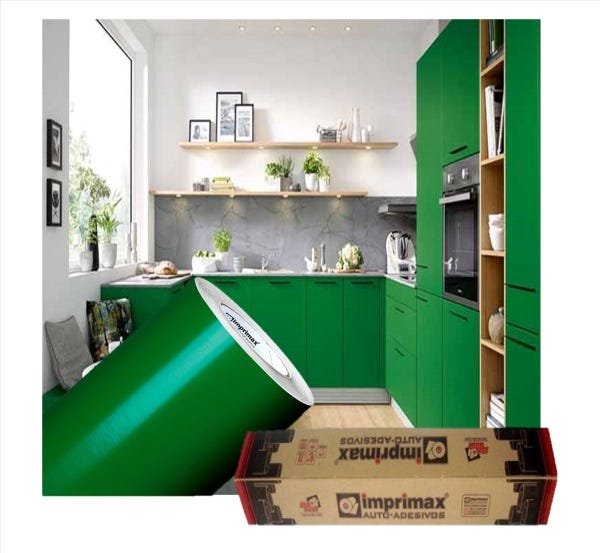 Adesivo Para Envelopamento Armário De Cozinha 50cm X 2m:Verde Amazonas