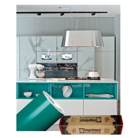 Adesivo para Envelopamento Armário de Cozinha 50cm X 2m:verde Turquesa