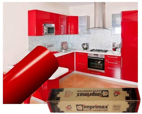 Adesivo Para Envelopamento Armário De Cozinha 50cm X 2m:Vermelho