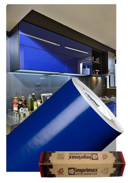 Adesivo Para Envelopamento Armário De Cozinha 50cm X 2m:Azul Marinho