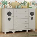 Ver imagem 1 de Cômoda Infantil 125cm 2 Portas com Vidro e 4 Gavetas Suspiro Multimóveis MP4460 - Off White
