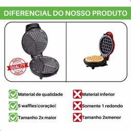 Máquina Waffle 110v Antiaderente 5 Formas Coração 700w:rosa - 9