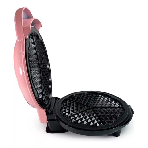 Máquina Waffle 110v Antiaderente 5 Formas Coração 700w:rosa