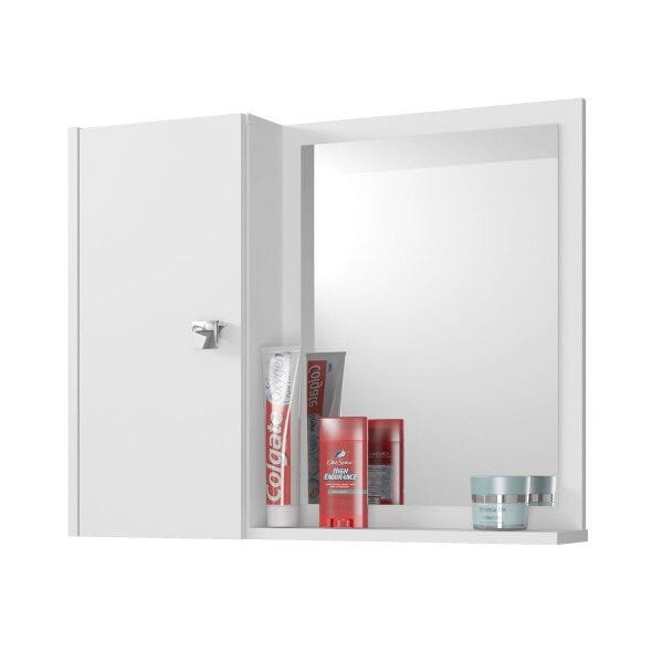 Gabinete Armário Banheiro Para Pia De Coluna com Espelheira Branco - 7