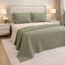 Ver imagem 1 de Jogo Queen Size 300 Fios Colcha Leslie Algodao Bordado Luxo:verde