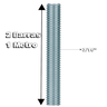 Kit 2 Barra Roscada Zincada de 1 Metro Unc Stein 3/16 - 2