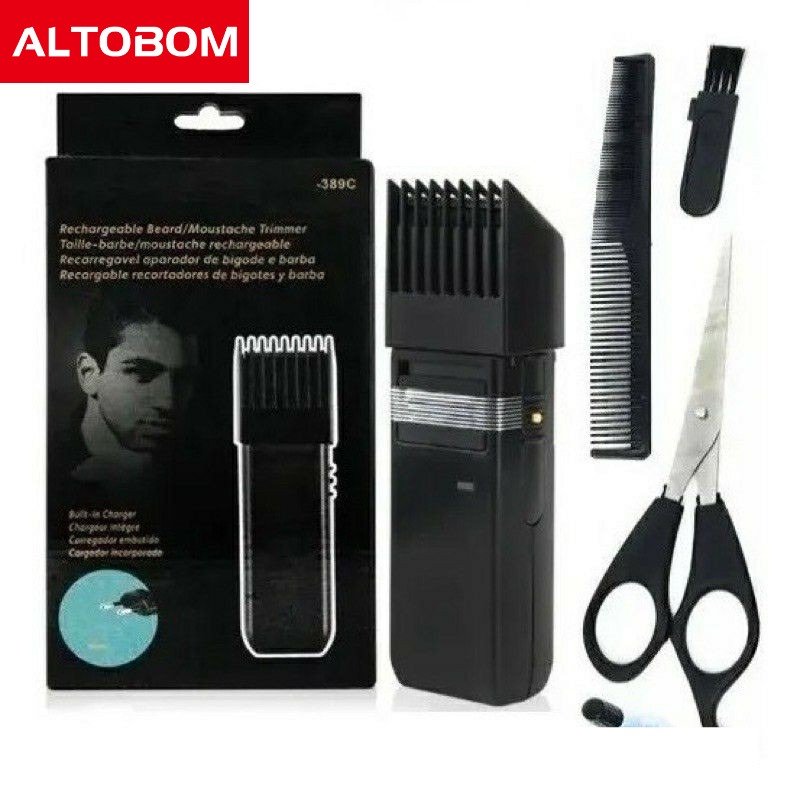 Máquina Cortar barbear Cabelo fazer Barba Pezinho Recarregável depilar Sem fio 389B - 1