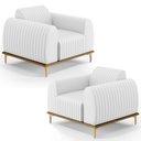 Ver imagem 1 de Kit 2 Poltronas Decorativas Base Gold Molino D06 PU C-12 Branco - Mpozenato