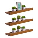 Ver imagem 1 de Kit 3 Prateleiras Porta Quadros 60 x 15cm Freijó Suporte Invisível