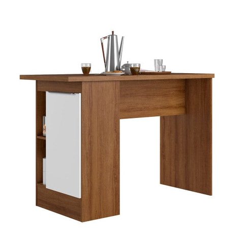 Bancada Ilha Gourmet Cozinha Paola 1 Porta 90 x 135 x 60cm Mdp Mel Branco Pa8350 - Clicklar