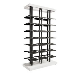 Kit Expositor de Calçados com 3 Colunas Duplo e 42 Suportes Chapa Screw Comac Branco/Preto - 1