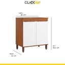 Ver imagem 3 de Balcão Cozinha Paola 2 Portas 80 X 93 X 52 Cm Mdp Mel Branco Pa8101p - Clicklar